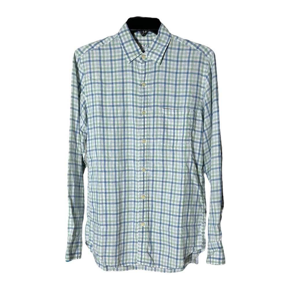 J. Crew Classic 100% Irish Linen Gingham Plaid Check‎ Shirt Men's Sz Small #A1-7